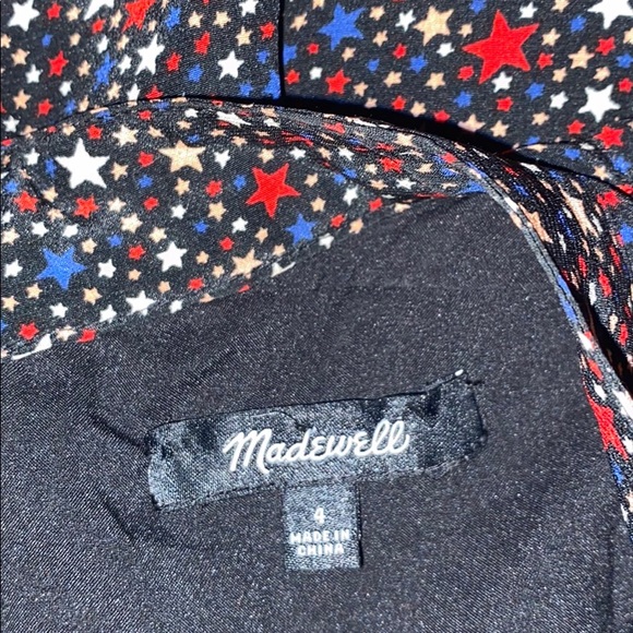 Madewell 100% Silk Red White & Blue Stars Tie Silk Dress - Picture 11 of 12